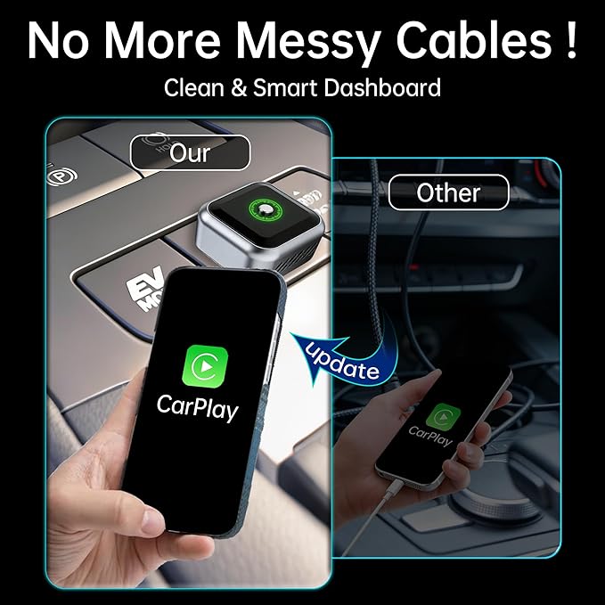 Wireless CarPlay Adapter for iPhone 2026 Upgrade, OEM-Level Stability with Lightning-Fast Instant Connection, One-Tap Device Switching, Ultra-Compact Design, for Cars with Factory Wired CarPlay