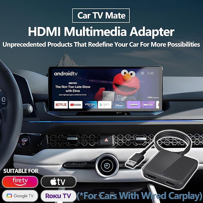 Wireless Carplay Adapter, Android Auto Adapter 2025 Carplay, Plug and Play, Convert Wired to Wireless Supports Car Original Control, Mini Car Play Box for Cars