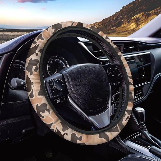 SEANATIVE Duck Camo Hunting Auto Steering Wheel Cover Auto Interior Protector Accessiores,Non-Slip Universal fit 15 inch, for Van Car Sedan SUV