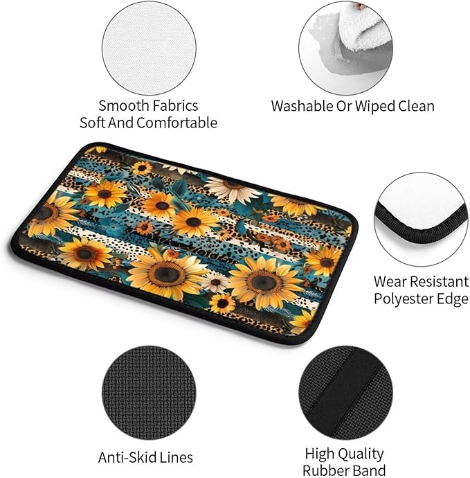 Center Console Cover for Truck Van Sedans Leopard Sunflower Armrest Cushion Protector Interior Accessories Stripe Aztec Car Center Console Cushion Pad