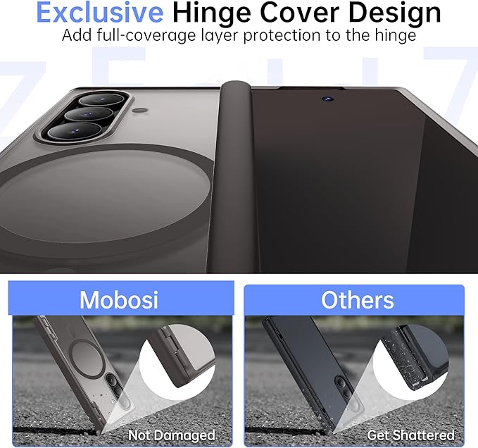MOBOSI Magnetic for Z Fold 7 Case with Privacy Screen Protector, Samsung Galaxy Z Fold7 Cover[Compatible with Magsafe & Full Body Hinge Protection] Shockproof Phone Cases for zfold 7, Gray
