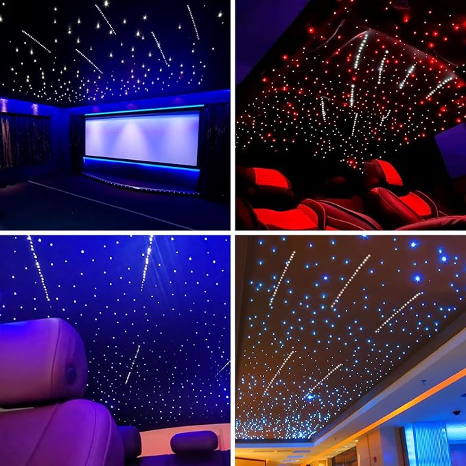 Small Size 16W RGBW APP Shooting Star Fiber Optic Lights, Music Activated 450pcs*0.03in (9.8ft/3m) Fiber Optic Lighting Meteor Kit for Car Starlight Headliner/Home
