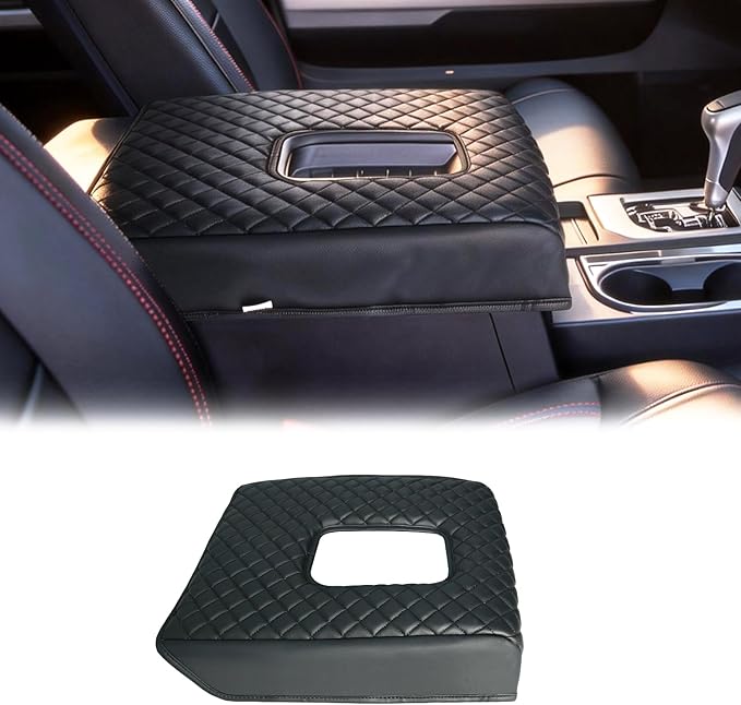 Center Console Armrest Cover for 2014-2021 Toyota Tundra, PU Leather Middle Console Lid Protector Arm Rest Cushion Anti-Scratch Thick Pad, Black