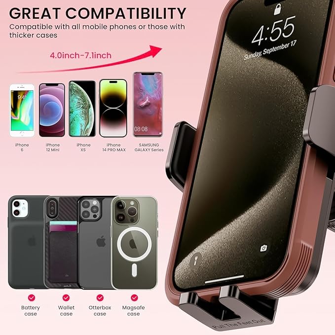 DOLYOFG Universal Car Phone Mount Holder [3-in-1 Suction Cup] for Dashboard Windshield Air Vent, Military-Grade Adhesive Phone Car Mount, One Hand Release for iPhone Samsung Android Smartphones