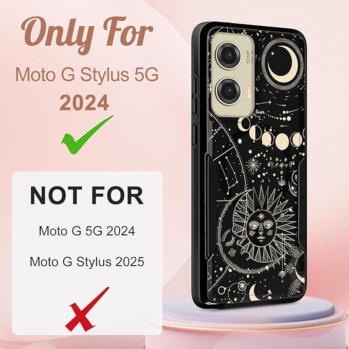 for Moto G Stylus 5G 2024 Case - Compatible with MagSafe Women Girls Cute Magnetic Phone Cover Aesthetic Sun Moon Heavy Duty Shockproof Design for Motorola Moto G Stylus 5G 2024 Cases