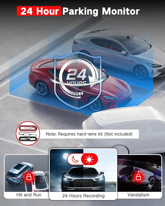 4K +2.5K Dash Cam Front and Rear, Free 64GB Card Included, 5.8GHz WiFi Dash Camera for Cars, Built-in Night Vision, G-Sensor,170°Wide Angle, App Control, 3" IPS, 24H Parking Mode, Max 256GB