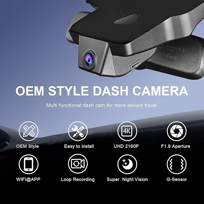 Mangoal 4K Dash Cam Custom fit for Toyota Tacoma 2018 2019 2020 2021 2022 2023(Model A),Limited TRD Sport Off-Road Pro SR5 SR,Integrated OEM Look,UHD 2160P Video,App & WiFi, 64GB Card