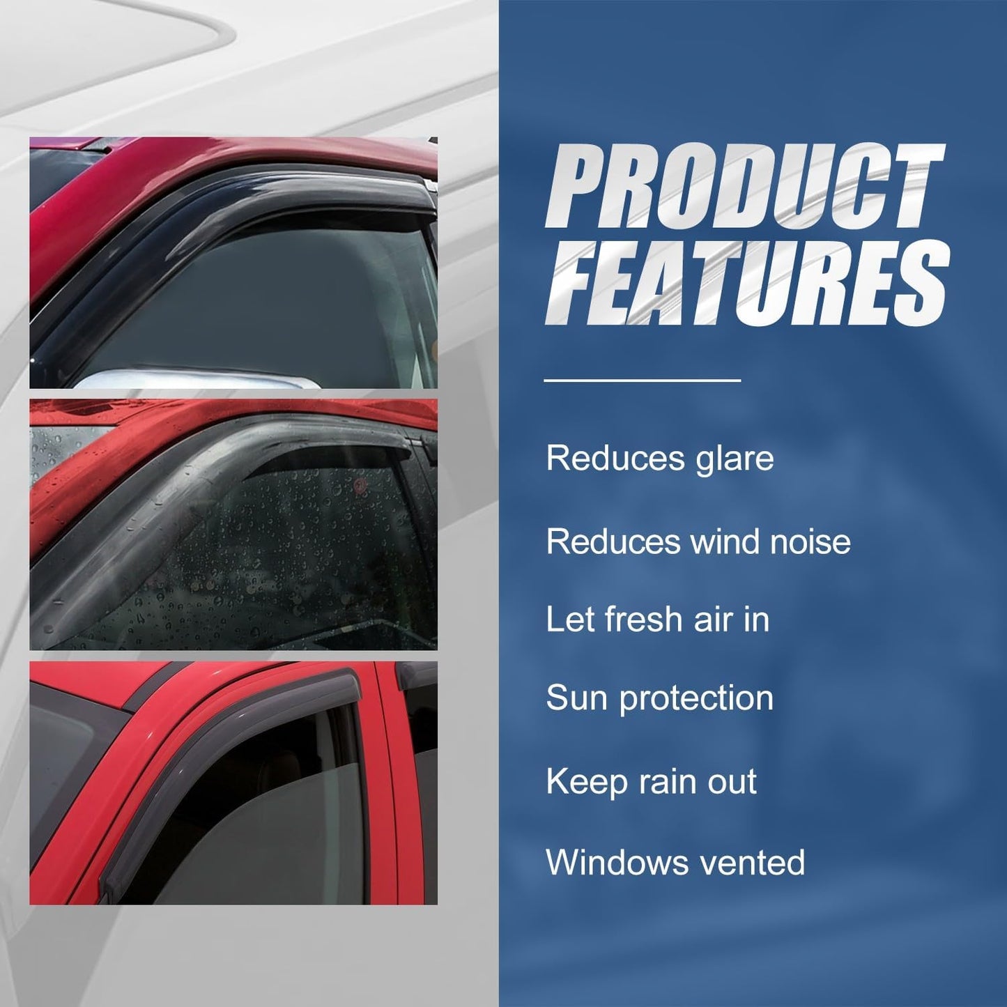 Auto Dynasty Set of 4 Carbon Fiber Pattern Window Visors Compatible with 1996 1997 1998 1999 2000 2001 2002 Toyota 4Runner, Tape-On Rain Guards Shield Vent Shade Deflector Glossy Black