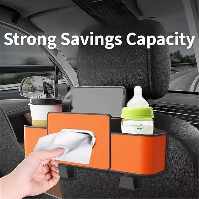 Car Organizers and Storage Box Behind Seat, Car Organizers and Storage Back Seat, With Multiple Pockets, Hanging Car Seat Storage Travel Essentials, Snacks, Bottles (Brown)