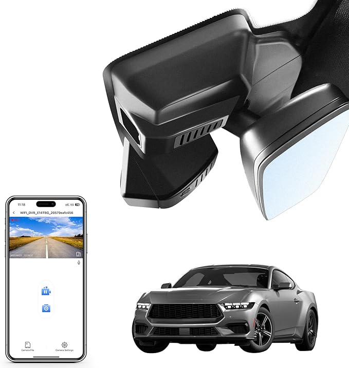 Mangoal 4K Dash Cam Fit for Ford Mustang Gen7 2024-2026, EcoBoost Premium GT Premiun Mach 1(Model C), UHD 2160P Video, WiFi & App, 64GB Card