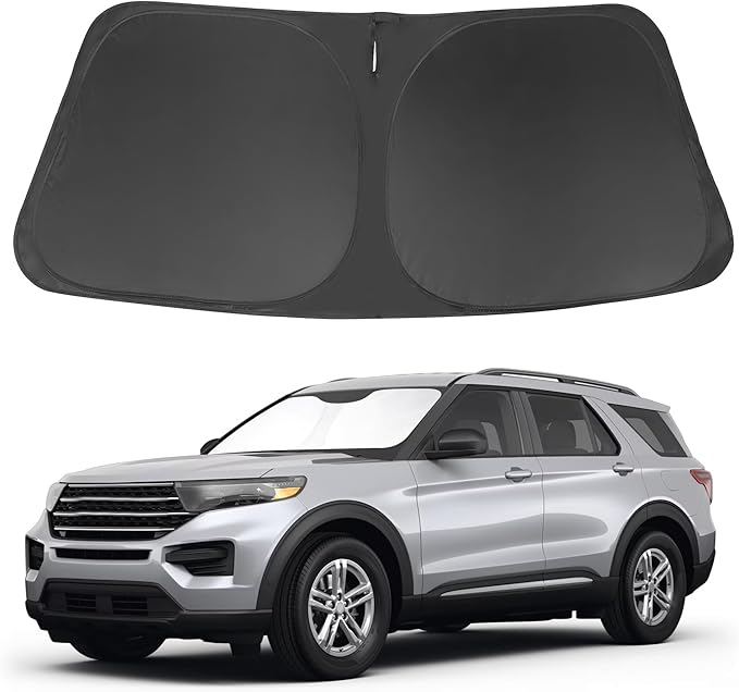 Windshield Sun Shade Fit for 2020-2024 2025 2026 Ford Explorer SUV, ST XLT, Limited, Platinum Accessories Foldable Sunshade Sun Visor Protector Keep Car Cool