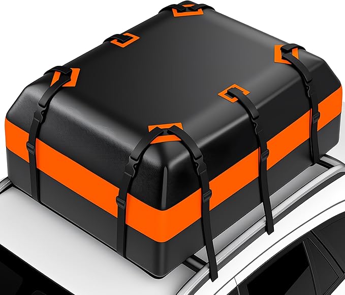 Rooftop Cargo Carrier, Car Top Carrier, Car Luggage Roof Storage Bag, Roof Storage for SUV, Waterproof Vehicle Soft-Shell Carriers, Straps, Anti-Slip Mat, Lock, 840D PVC