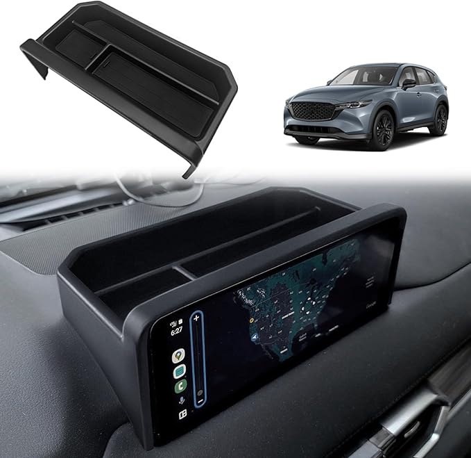 Muslogy Dash Storage Box Behind Screen Center Console Organizer Compatible with Mazda CX5 CX-5 Accessories 2022-2025 Sunglasses Holder Dashboard Insert Tray ABS Interior Secondary Accessories