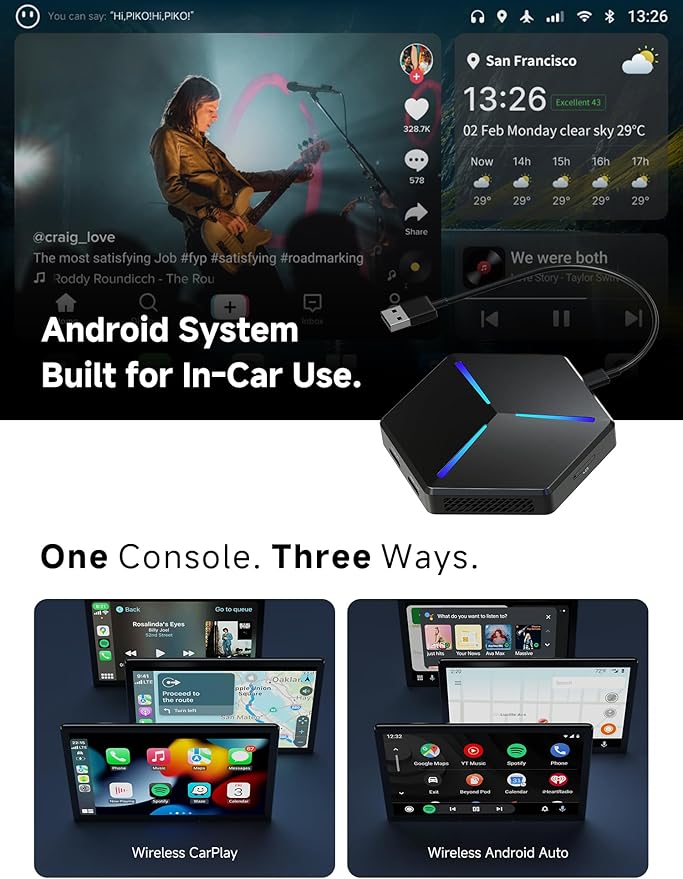 Magic AI Box, Wireless CarPlay/Android Auto, CB7 Pro ScenePilot 2.0, Full Android Apps, Split Screen, HDMI Out for Rear Display, GPS TrackHU