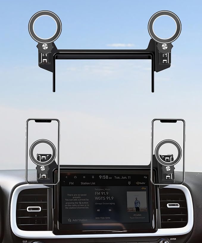 Car Phone Holder for Hyundai Venue 2020-2025 Accessories Apply to 8 Inch Touch Screen Fixed Clip Magnetic Cell Phone Mount Hands-Free 360 Degree Rotation