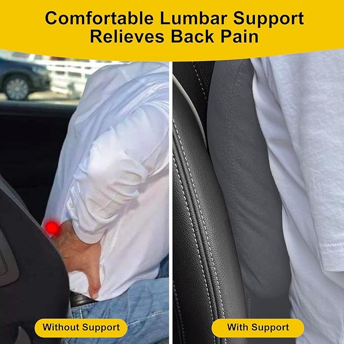 Graphene Lumbar Support Pillow for Car Driving Seat Relax Soft Lower Back Support Cushion for Sofa & Gaming Chair, Comfortable Couch Cushion with Machine Washable Cover(Grey 2-Pack)