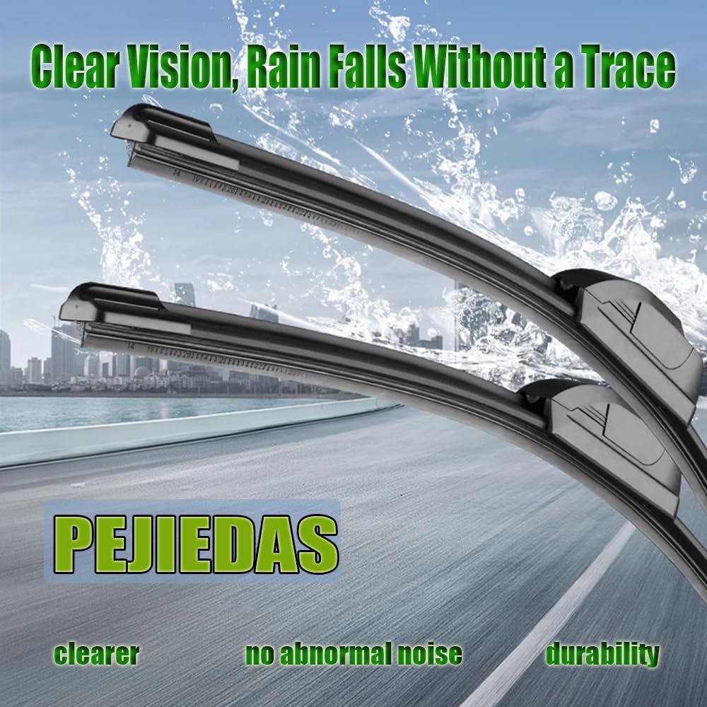 3 Wiper Blades, Front Wiper + Rear Wiper Blades for Jeep Wrangler 2007-2017 (15 inch + 15 inch + 13 inch) OE Original Style