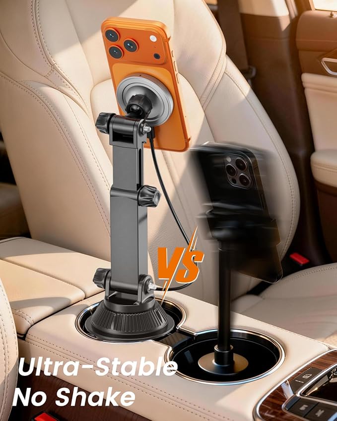 OHLPRO for MagSafe Cup Holder Car Mount Charger for iPhone 17, 15W Fast Charging Magnetic Cupholder Phone Mount, Compatible with iPhone 16 15 14 13 12 Series, for Kids Road Trip Essentials