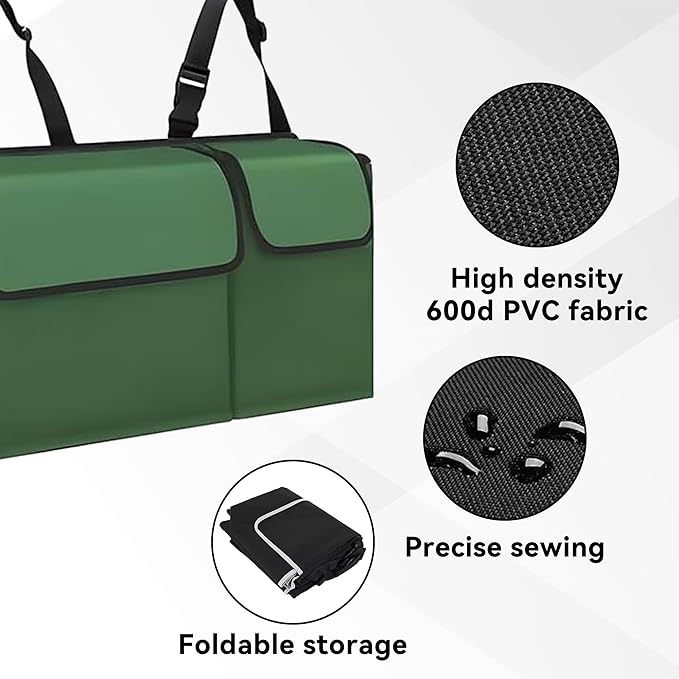 Car Trunk Organizer, Backseat Hanging Large Storage with Adjustable Straps,Waterproof PVC Collapsible Cargo Bag, Car Interior Accessories for Auto SUV MPV (Green)