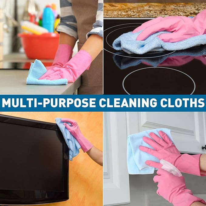 TEAWOO Microfiber Cleaning Cloths-18 Pack, Cleaning Rags, Microfiber Towels for Cars, Home 5 Colors Assorted (12x12 inches)