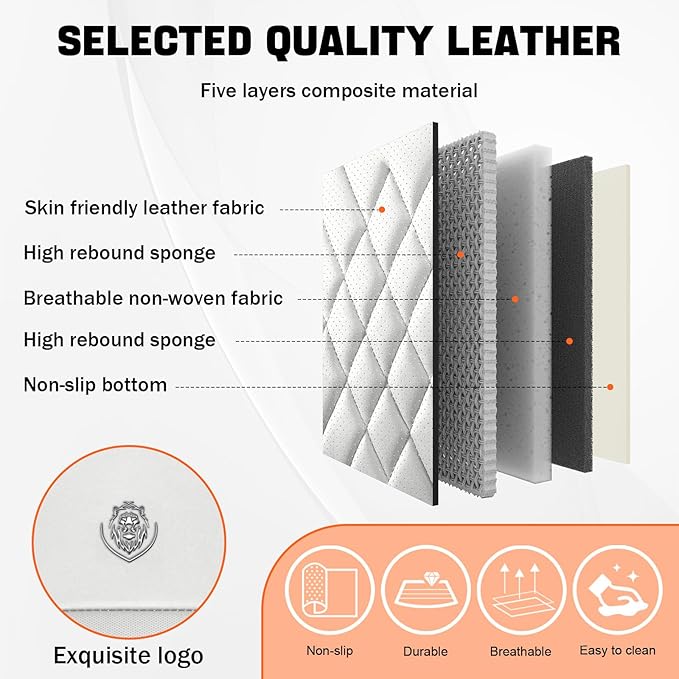 Car Seat Covers Compatible with Toyota Camry 2012-2026 Durable Waterproof Automotive Seat Covers Stretchable Fabric Material,Airbag Compatibility,Nappa Leather(Black White,Full Set with Pillow)