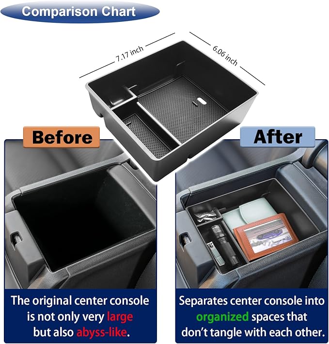 RUNROAD Center Console Organizer Compatible with GMC Acadia 2017-2023 Accessories, Insert Armrest Storage Tray Console Organizer Secondary Storage Box, Black