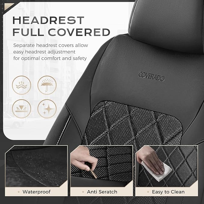 Coverado Car Seat Covers, Seat Covers Full Set, 5 Seats Automotive Seat Cover, Mesh Breathable Seat Protectors, Universal Fit for Most Cars