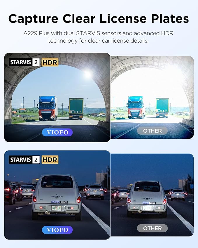 VIOFO A229 Plus 3 Channel Dash Cam, Dual STARVIS 2 Sensors, 3-Channel HDR, 1440P+1440P+1080P Front Inside and Rear Car Camera, 5GHz Wi-Fi, Voice Control, Ultra-Precise GPS, 24 Hours Parking Mode