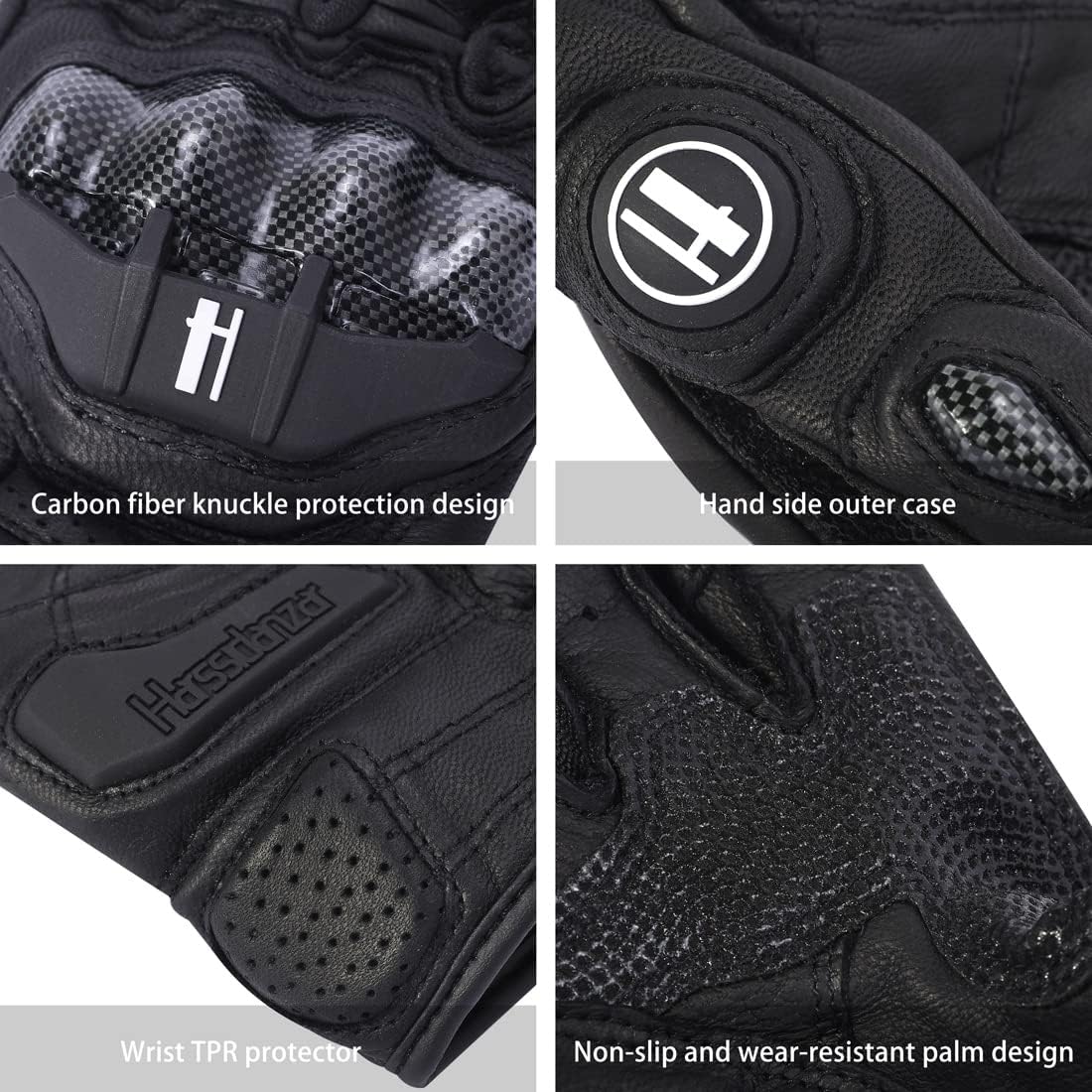 Harssidanzar Breathable Leather Motorcycle Gloves Touchscreen for Men Women KM046