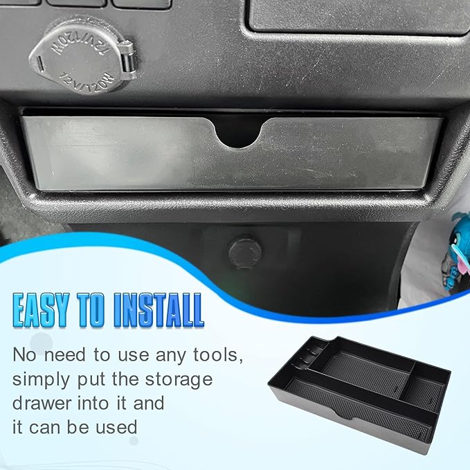 EDBETOS Console Drawer Tray Compatible with Toyota Sienna 2015-2019 2020 Interior Accessories Sienna Center Console Organizer Insert Tray Under Radio Storage Box Coin Container Phone Holder, ABS Black