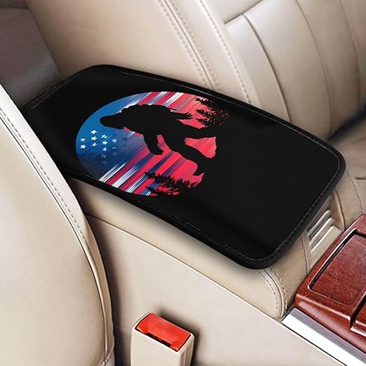 Big Walking American Flag Car Auto Armrest Cushion Cover Accessories Center Console Seat Box Pad Protector Universal Decoration for Most Vehicle SUV Truck