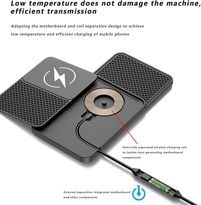 Wireless Car Charger Pad for Dodge Magnum Neon Charger Durango, Phone Charging Mat 20W Type C/USB Cordless Non-Slip Charging Station Adapter Center Console,A 30cm Cable Type-C Plug-Normal