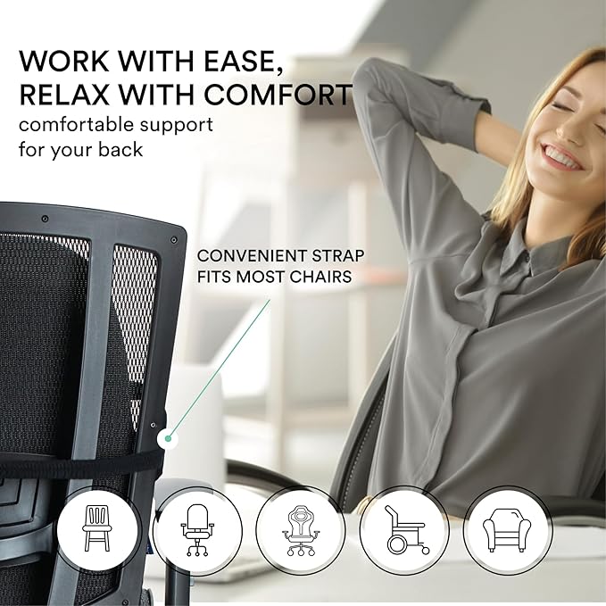 ObusForme Wideback Backrest Support - Wide Padded Seat Cushion and Lumbar Support Pillow, Portable Posture Support with Soft and Durable Foam