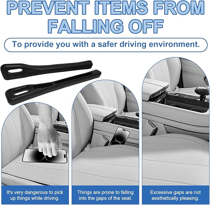 2 Pack Car Seat Gap Filler with Phone Holder, Universal No Drop Seat Guard Gap Seam Filler Organizer, Easy Install for Cars, Durable Non-Slip Material, Perfect for Car, Perfect for Car, Truck, SUV