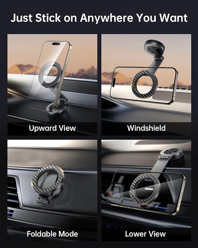 SYNCWIRE for MagSafe Car Mount 【360° Rotation】 Magnetic Phone Holder for Car, Adjustable Metal Arm, Car Magnet Phone Mount for Dashboard, Car Accessories Fit iPhone 17 16 15 14 13 Pro Max &All Phones