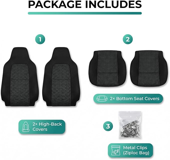 FH Group Car Seat Covers High Back Classic Cloth Front Pair Set with Gift, Easy to Install - Universal Fit for Cars, Trucks & SUVs (Black) FB102102