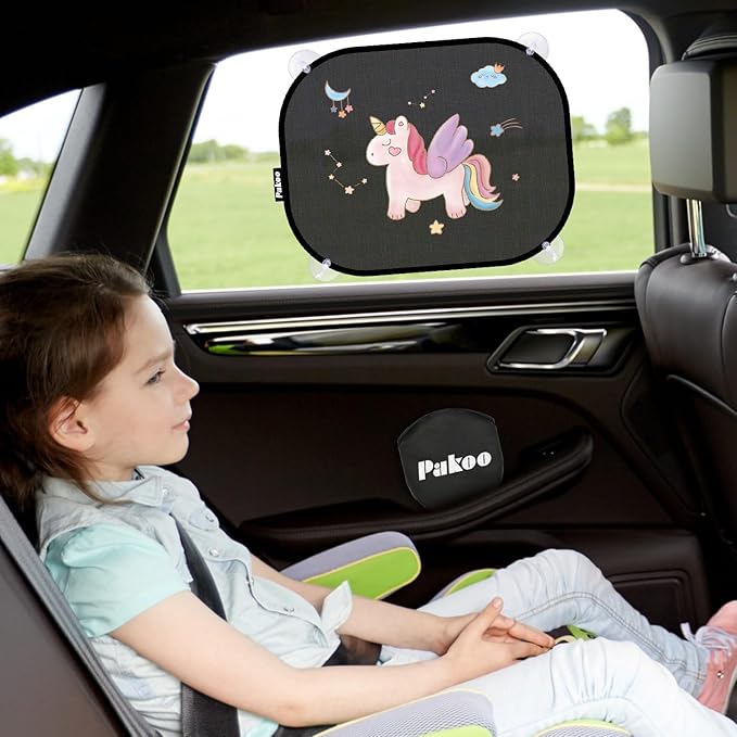 Car Window Shade for Baby, 2 Pack UV Protection Breathable Universal Fit Mesh Car Window Shades, 2 Pack with 8 Suction Cups- 17.7 x 14 inches