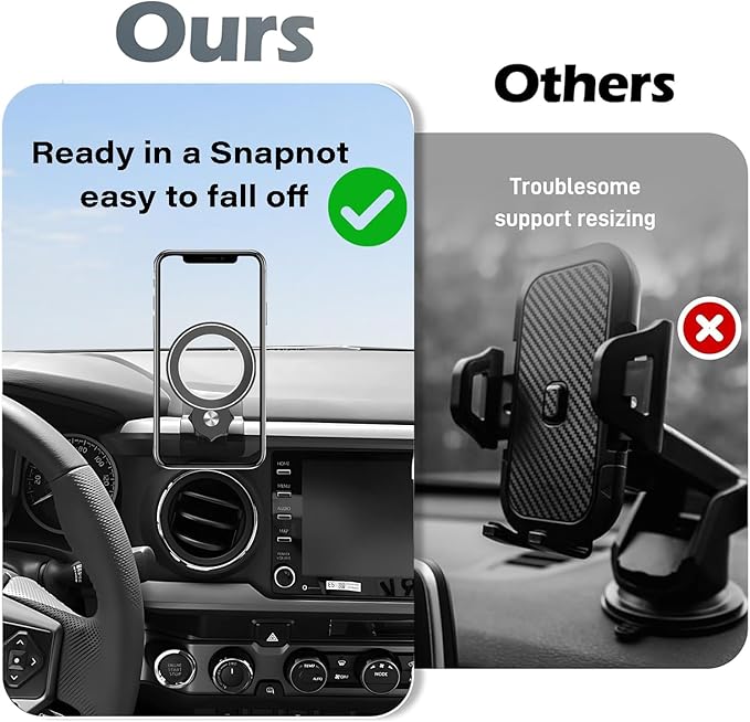 Magnetism Car Phone Holder for Toyota Tacoma 2016-2023 Accessories Compatible with MagSafe Hands-Free 360 Degree Rotation Adjustable Cell Phone Mount Does Not Affect Air Vent