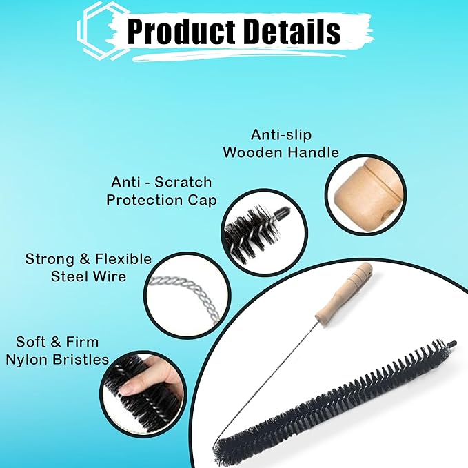 2-Pack Dryer Vent Cleaner Kit - Long Flexible Dryer Lint Brush & Refrigerator Coil Cleaner - Multi-Use Radiator Brush & Lint Trap Cleaning Tool for Fire Prevention
