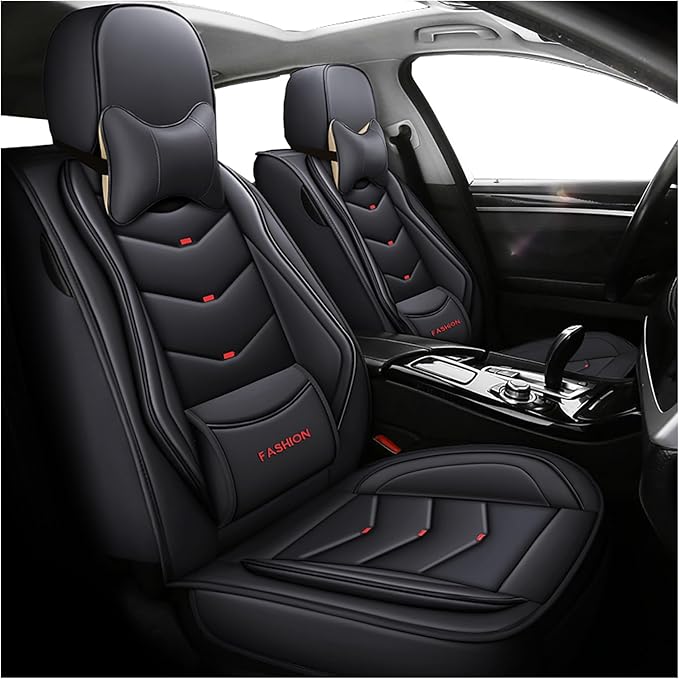 Car Seat Covers Full Set,Automotive seat Covers for Cars,Waterproof Leather seat Covers with Fixed Lumbar Support,Universal Fit for Most Cars,SUV,Trucks and Sedans