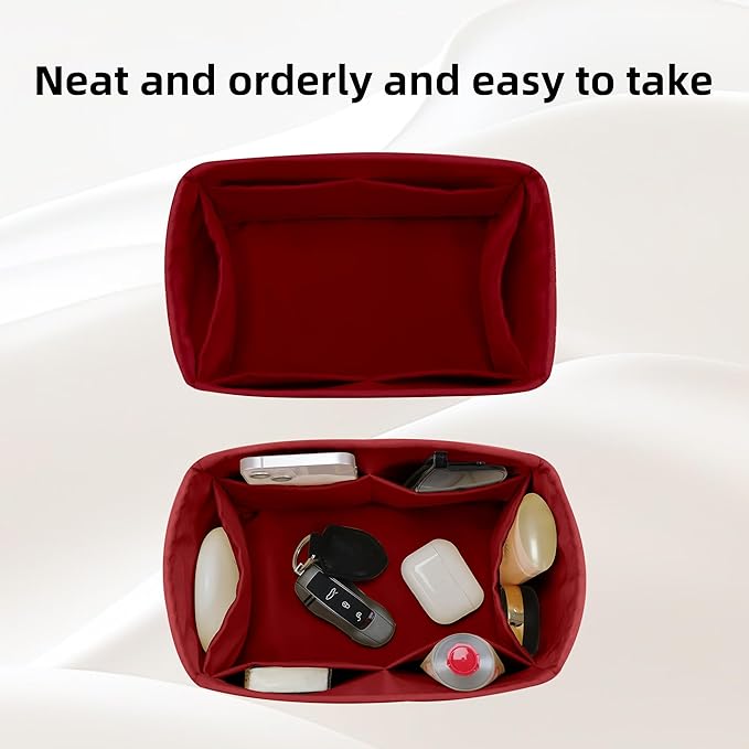 DGAZ Silk Purse Organizer Insert Fits LV Speedy 16/20/25/30/35/45 bags，Silky Smooth Bag Organizer，Luxury Handbag & Tote Shaper（Wine Red，SP45）