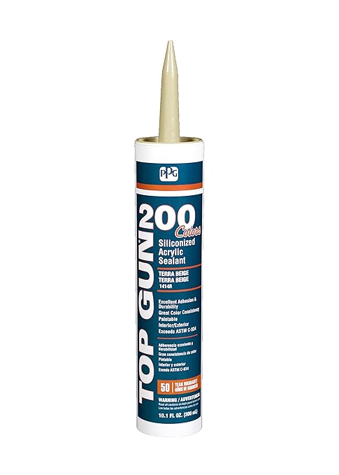PPG Paints Glidden Top Gun 200 Siliconized Acrylic Sealant, Terra Beige, 10oz