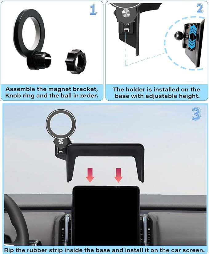 Car Phone Holder for 2025 2026 Volvo EX30 Accessories Apply to 12.3 Inch Touch Screen Fixed Clip Magnetic Cell Phone Mount Hands-Free 360 Degree Rotation