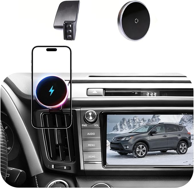 Phone Mount for Toyota RAV4 (2013-2018), 15W Wireless Car Charger, Magnetic Phone Holder, Dashboard Hands Free Mobile Holder, 360° Adjustable, 2014 2015 2016 2017 Rav4 Interior Accessories