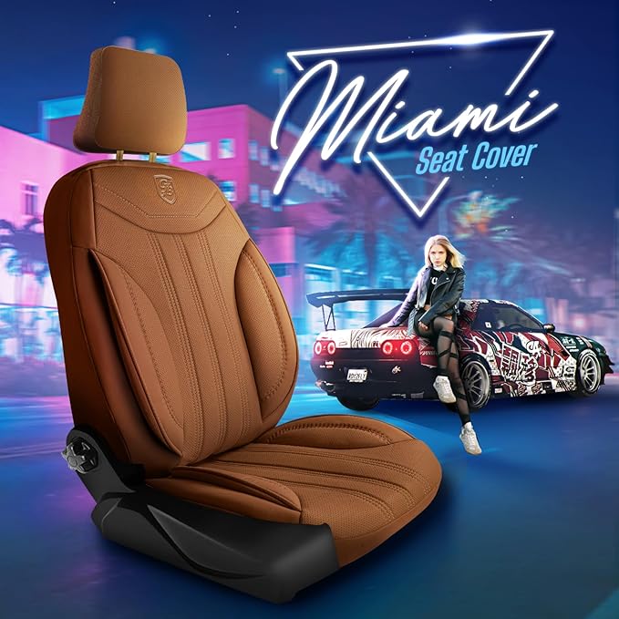 Premium Car Seat Covers Front Seat - Nappa Leather Car Seat Cover for SUV, Cars, Most Pickups, Terracotta, Car Seat Protector, Car Seat Covers Front Seats, Car Seat Protector