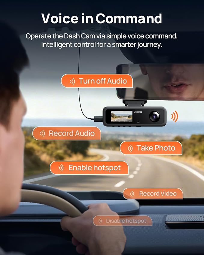 70mai 4K Dash Cam Front and Interior, 4K HDR Dash Camera with F1.55 Aperture, Wi-Fi 6, 24H Parking Surveillance, GPS, Loop Recording, 64GB Card Included, UHD Dashcam for Cars/Taxi/Uber/Lyft