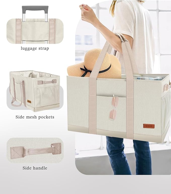 WONDAY Extra Large Utility Tote Bag - Standing Reusable Grocery Bag with Handle
