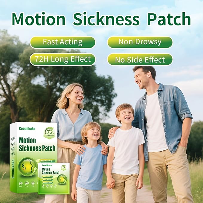 Motion Sickness Patches Non-Drowsy Formula Prevents Car, Airsick, Altitude Sickness, Sea & Motion Rides Travel Essentials for Adults & Kids Long-Lasting up to 72 Hours (36Pcs)