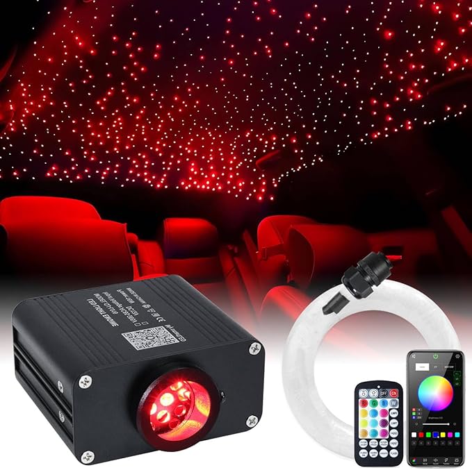 16W Car Home Starlight Headliner Kit, Twinkle & Sound Activate RGBW Fiber Optic Lights with APP & Remote Control, Star Lights for Ceiling Decoration, 600 pcs 9.8ft
