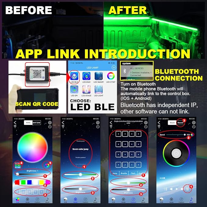 Pickup Truck Bed LED Lights,3 Pcs(2x59 +1x35 inch) LED Strip Lights 16 Million Colors with APP Control Sync to Music Neon LED Strip for Pickup Truck,SUV,RV,Boat.(3 Light Bars)